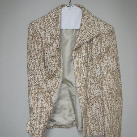 Talbots Tweed Multi Shade Biege/Pink Lined Jacket - Picture 4 of 4